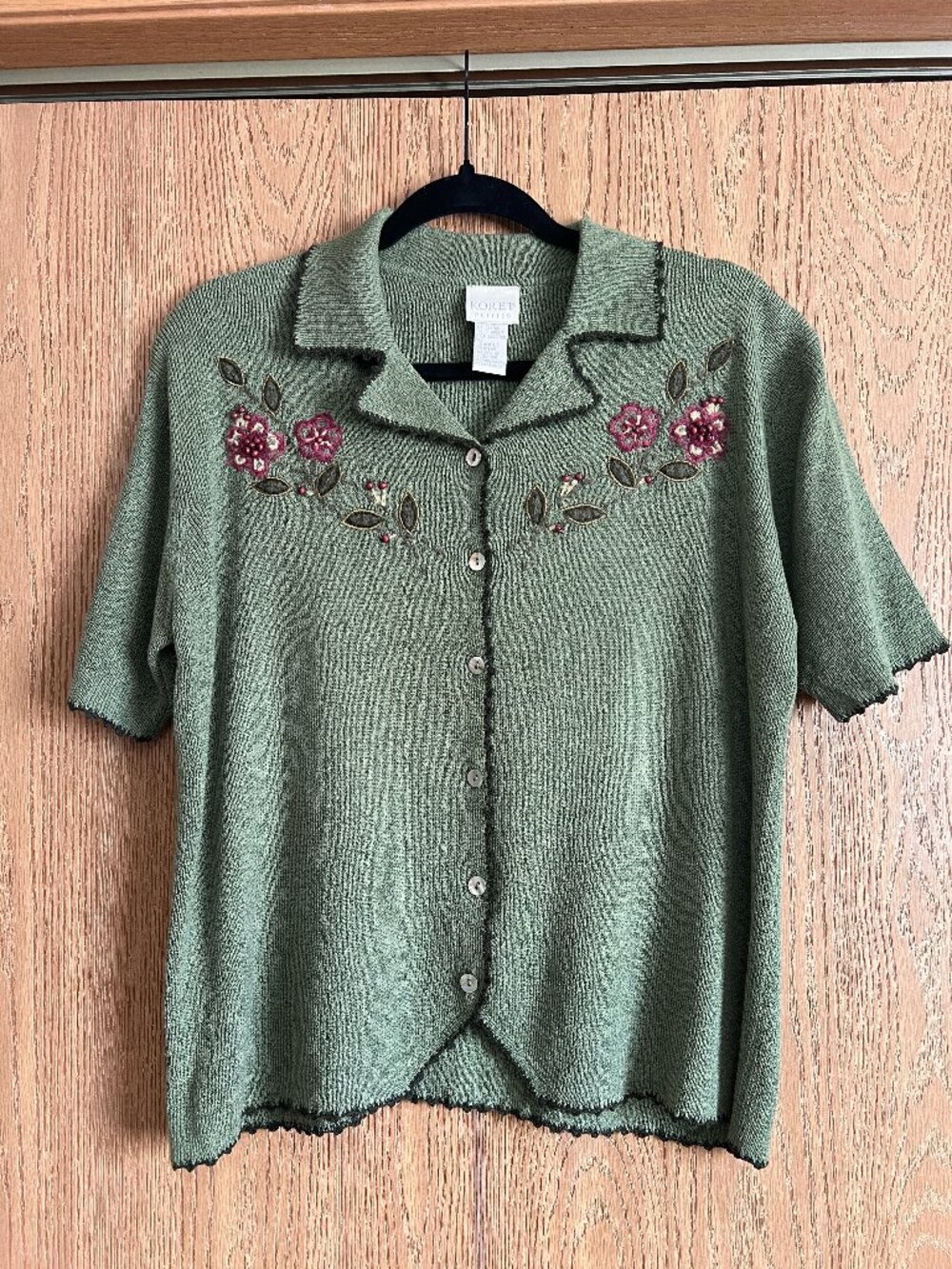 Koret Olive Green Vintage Embroidered Cardigan